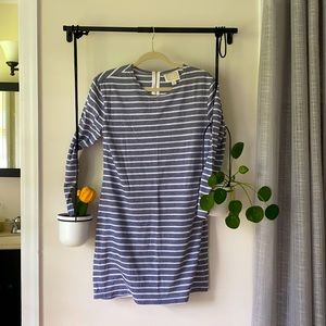 Nautical Navy Striped Dress with Gold Accent Zip